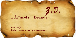 Zámbó Dezső névjegykártya